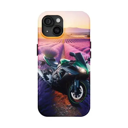 Green Sport Bike Lavender Field Sunset