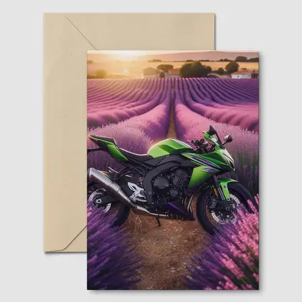 Kawasaki Sport Bike Purple Lavender Field