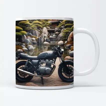 Kawasaki Cafe Racer Japanese Garden Setting