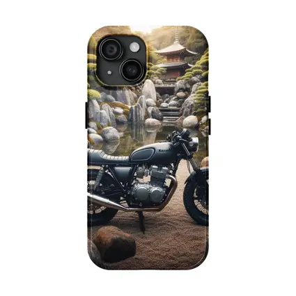 Kawasaki Cafe Racer Japanese Garden Setting