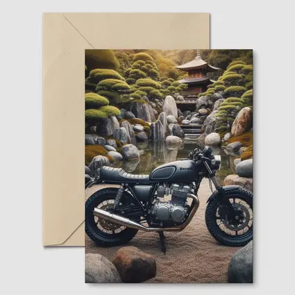Kawasaki Cafe Racer Japanese Garden Setting