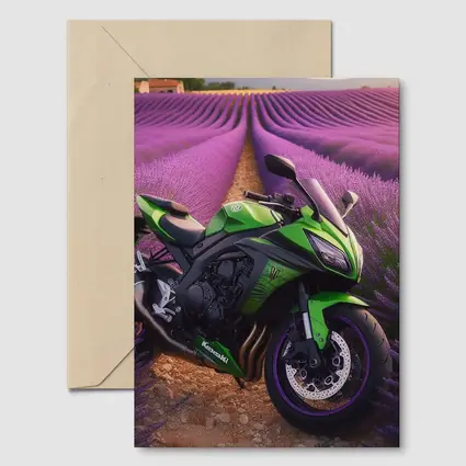 Kawasaki Green Sport Bike Lavender Fields