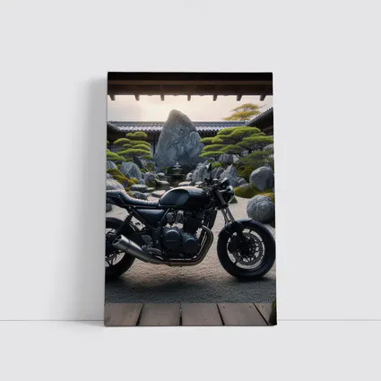 Black Kawasaki Cafe Racer Japanese Zen Garden