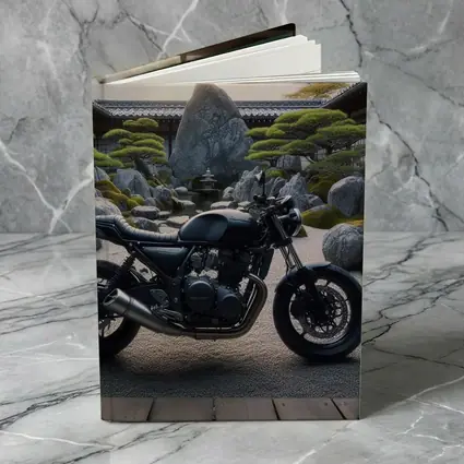 Black Kawasaki Cafe Racer Japanese Zen Garden