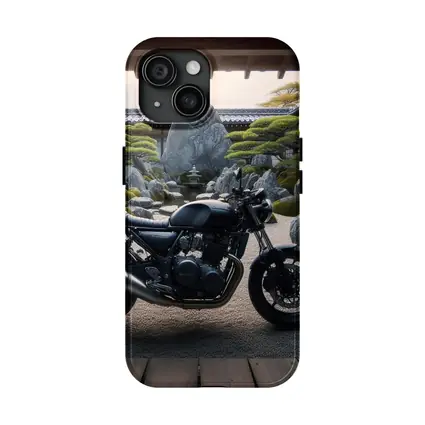 Black Kawasaki Cafe Racer Japanese Zen Garden