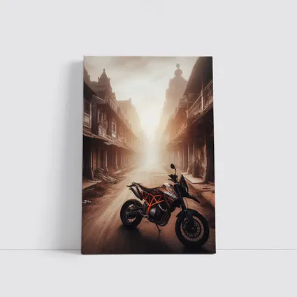 KTM Motorcycle Dusty Old Town Street