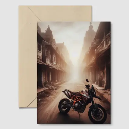 KTM Motorcycle Dusty Old Town Street