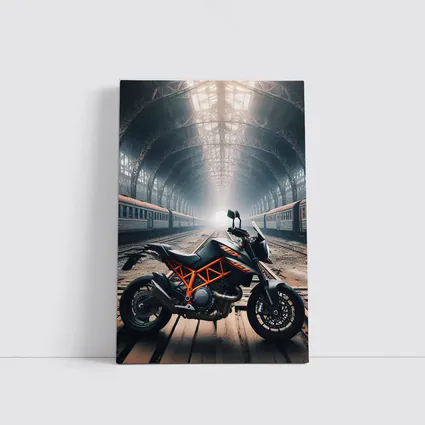 KTM Duke Motorcycle Abandoned Train Station