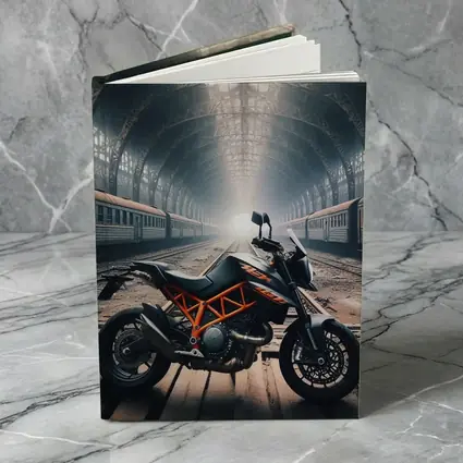 KTM Duke Motorcycle Abandoned Train Station