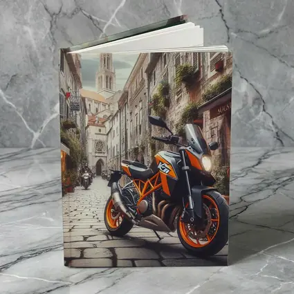 KTM Duke Motorcycle on European Cobblestone Street