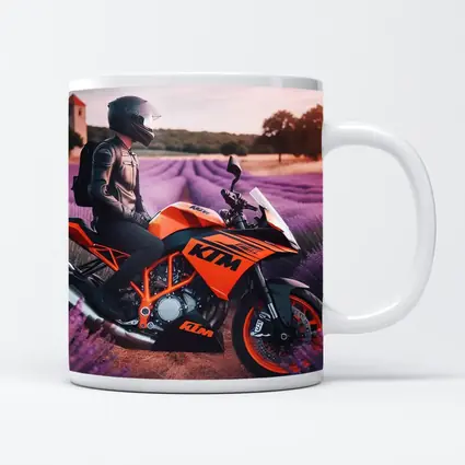 KTM Motorcycle Rider In Lavender Fields