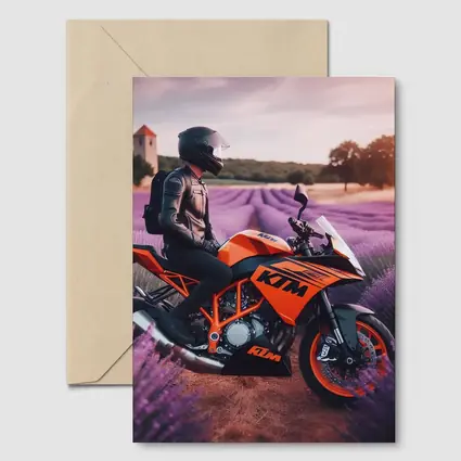 KTM Motorcycle Rider In Lavender Fields
