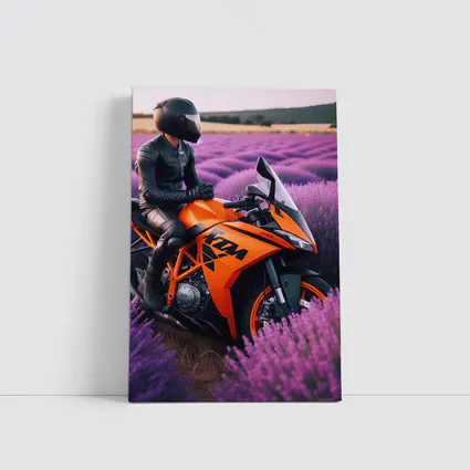 KTM Sport Bike Rider Lavender Field