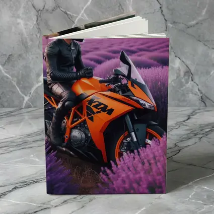 KTM Sport Bike Rider Lavender Field