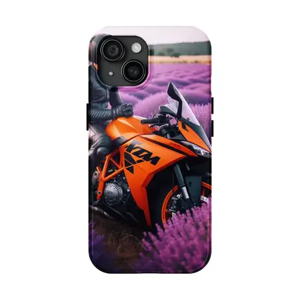 KTM Sport Bike Rider Lavender Field