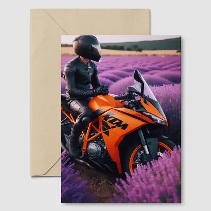KTM Sport Bike Rider Lavender Field