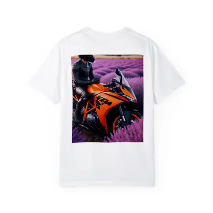 KTM Sport Bike Rider Lavender Field