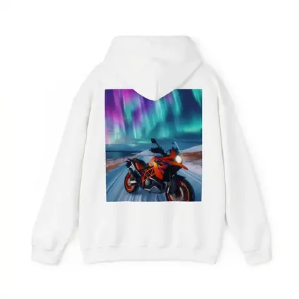 KTM Adventure Motorcycle Under Northern Lights