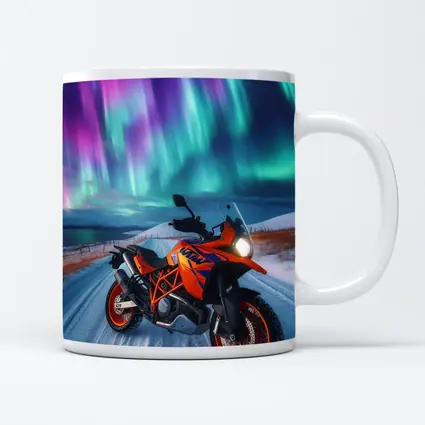 KTM Adventure Motorcycle Under Northern Lights