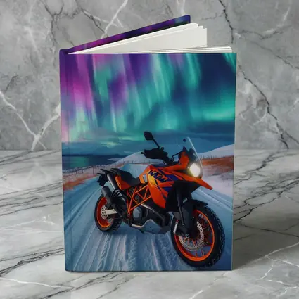 KTM Adventure Motorcycle Under Northern Lights