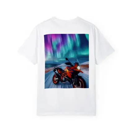 KTM Adventure Motorcycle Under Northern Lights