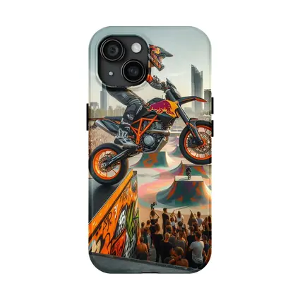 KTM Supermoto Rider Jump Urban Skatepark Crowd