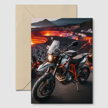 KTM Adventure Motorcycle Volcanic Lava Landscape