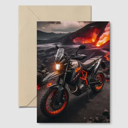 KTM Adventure Motorcycle Volcanic Lava Landscape