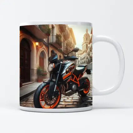 KTM Naked Bike on Cobblestone European Street