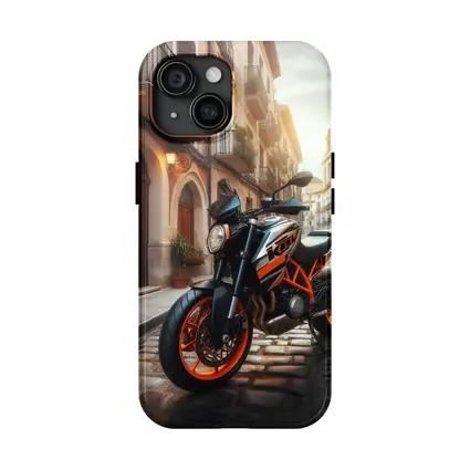 KTM Naked Bike on Cobblestone European Street