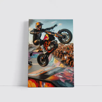 KTM Supermoto Stunt Rider Crowd Graffiti Ramp
