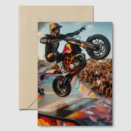 KTM Supermoto Stunt Rider Crowd Graffiti Ramp