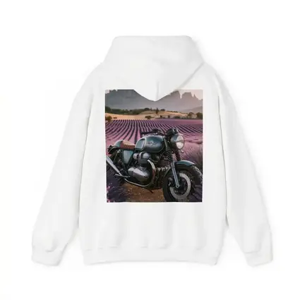 Cafe Racer Motorcycle Lavender Fields Sunset