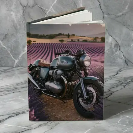 Cafe Racer Motorcycle Lavender Fields Sunset