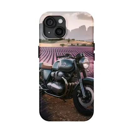 Cafe Racer Motorcycle Lavender Fields Sunset