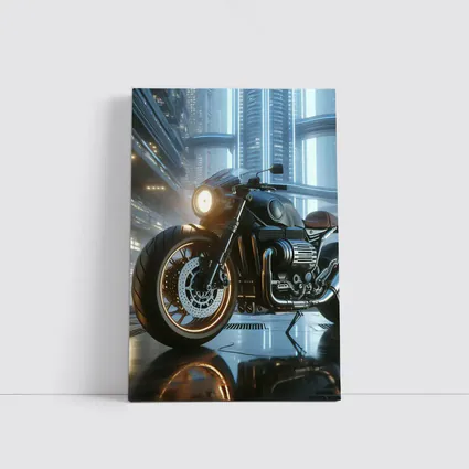 Dark Cruiser Motorcycle Futuristic City Night