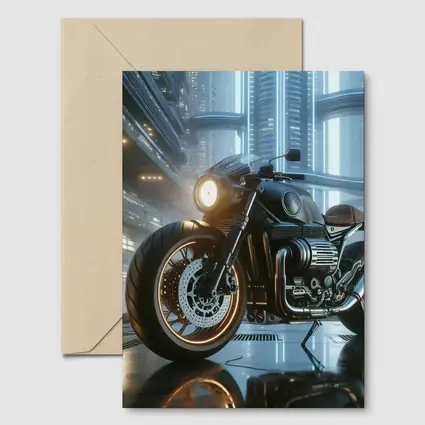 Dark Cruiser Motorcycle Futuristic City Night