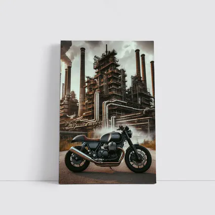 Cafe Racer Motorcycle Industrial Refinery Dark Art