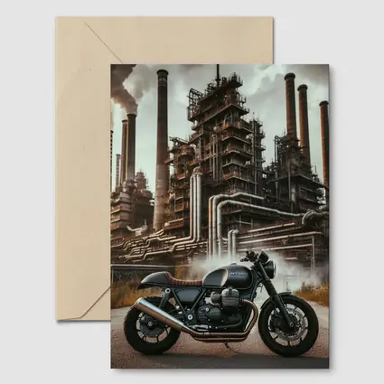 Cafe Racer Motorcycle Industrial Refinery Dark Art