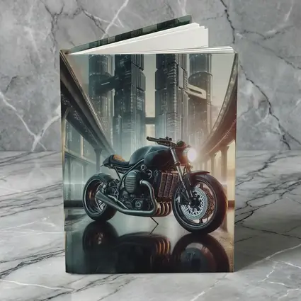 Dark Cafe Racer Motorcycle Futuristic City