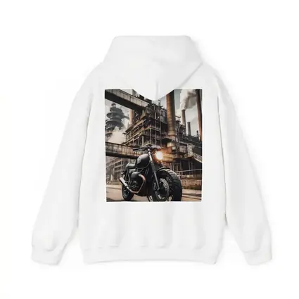 Black Cafe Racer Motorcycle Industrial Factory Background