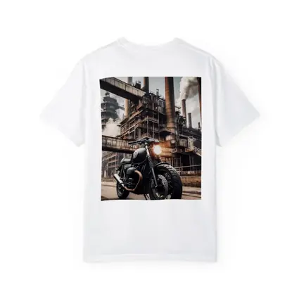 Black Cafe Racer Motorcycle Industrial Factory Background