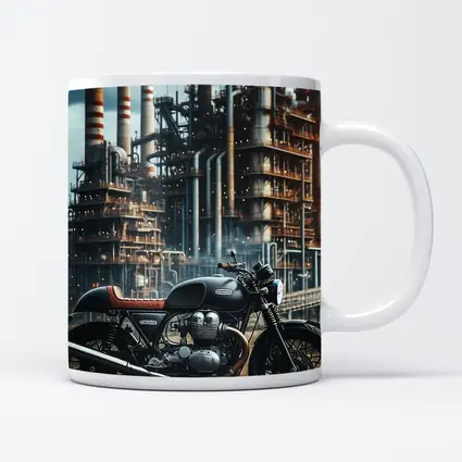 Cafe Racer Motorcycle Industrial Refinery Background