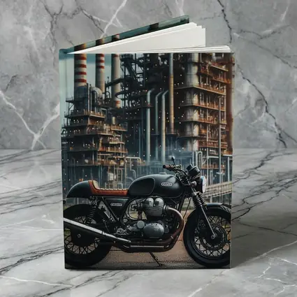 Cafe Racer Motorcycle Industrial Refinery Background