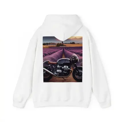 Cafe Racer Motorcycle Lavender Fields Sunset