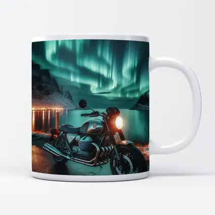 Classic BMW Motorcycle Aurora Borealis Night