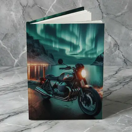 Classic BMW Motorcycle Aurora Borealis Night