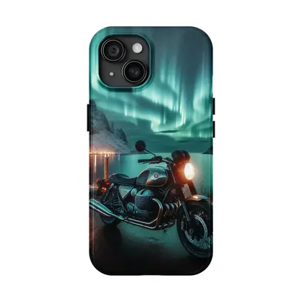 Classic BMW Motorcycle Aurora Borealis Night