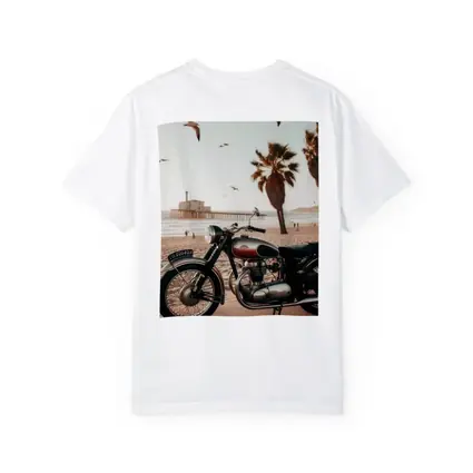 Classic Cruiser Motorcycle Parked At Beach