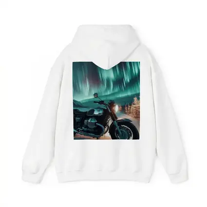 Classic Cafe Racer Motorcycle Northern Lights Winter